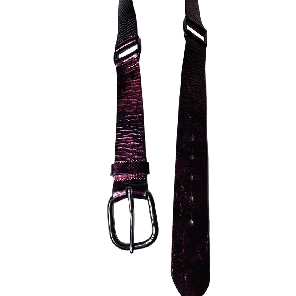 ROBERTO MANTELASSI Made in Italy Purple with Steel Buckle Belt SZ L (43" total)
